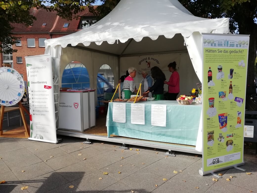 Der Stand von gesund und munter (g & m) beim Mobilitätsfest der Stadt Kiel